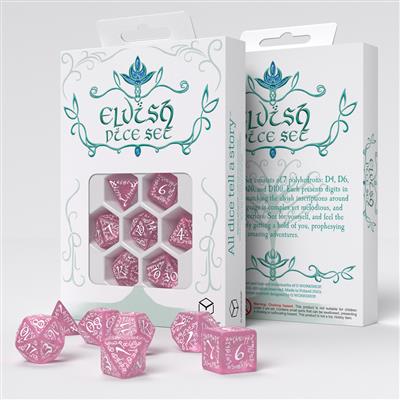 Elvish Shimmering pink & White Dice Set