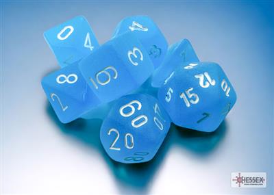 Chessex Frosted Mini-Polyhedral Caribbean Blue/White 7-Die Set