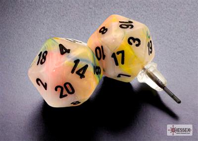 Chessex Stud Earrings Festive Circus Mini-Poly d20 Pair