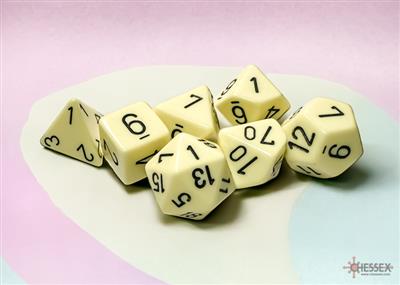 Chessex Opaque Pastel Yellow/Black Polyhedral 7-Dice Set