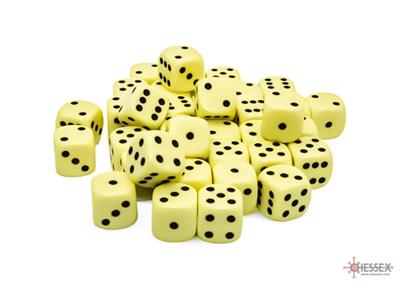 Chessex Opaque Pastel Yellow/black 12mm d6 Dice Block (36 dice)