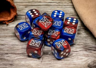 WW2 dice United Kingdom Gemini Blue-Red/white 16mm d6 Dice Block (12 dice)