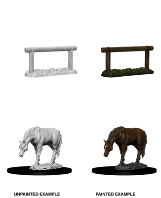 Wizkids Deep Cuts Unpainted Miniatures - Horse & Hitch