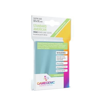 Gamegenic - PRIME Standard American-Sized Sleeves 59 x 91 mm - Clear (50 Sleeves)