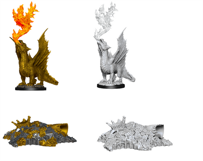 D&D Nolzur's Marvelous Miniatures - Gold Dragon Wyrmling & Small Treasure Pile