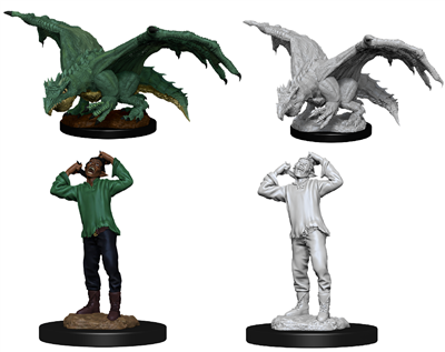 D&D Nolzur's Marvelous Miniatures - Green Dragon Wyrmling & Afflicted Elf