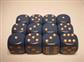 Chessex Opaque 16mm d6 Dice Blocks (12 Dice) - Dusty Blue w/Gold