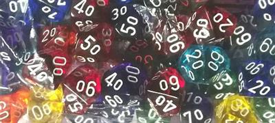 Chessex Translucent Bags of 50 Dice - Translucent Tens 10