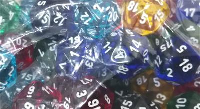 Chessex Translucent Bags of 50 Dice - Translucent d20