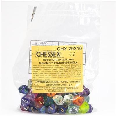 Chessex 50-pack Tärningar - Poly. d10 Dice