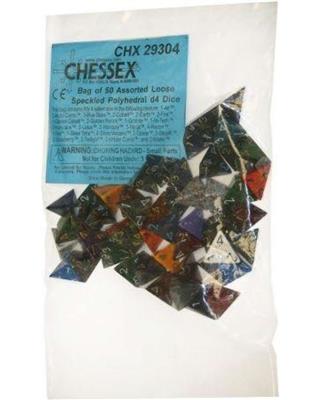 Chessex Speckled Bags of 50 Asst. Dice - Loose Speckled Polyhedral d4 Dice