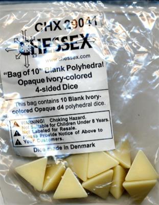 Chessex Opaque Polyhedral Bag med 10 Blank 4-sidiga Tärningar