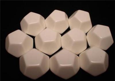 Chessex Opaque Polyhedral Bag of 10 Blank 12-Sided Dice