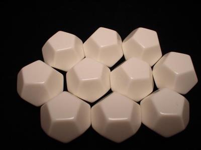 Chessex Opaque Polyhedral Bag of 10 Blank 12-sided dice