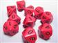 Chessex Opaque Polyhedral Ten d10 Set - Red/black