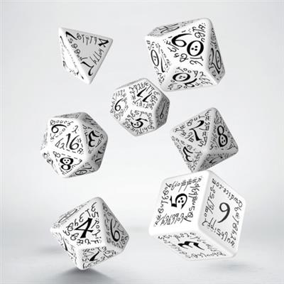 Elvish Dice Set i Vitt och Svart (7)