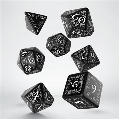 Elvish Black & White Dice Set (7)