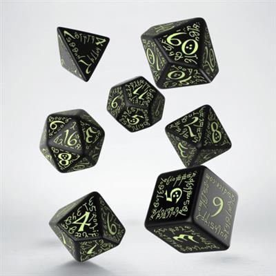 Elvish Black & Glow-in-the-Dark Dice Set (7)