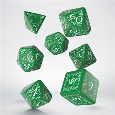 Elvish Green & white Dice Set (7)