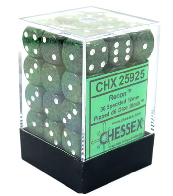 Chessex Speckled 12mm d6 Dice Blocks with Pips (36 Dice) - Recon