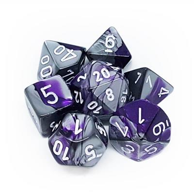 Chessex Gemini Polyhedral 7-Die Set - Lila-Stål med Vit