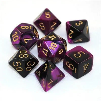 Chessex Gemini Polyhedral 7-Die Set - Black-Purple w/gold