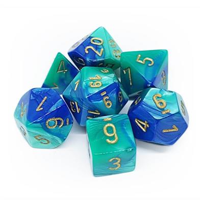 Chessex Gemini Polyhedral 7-Die Set - Blue-Teal w/gold