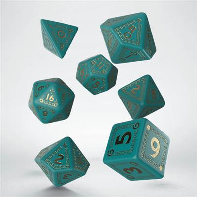 RuneQuest Turquoise & gold Dice Set (7)