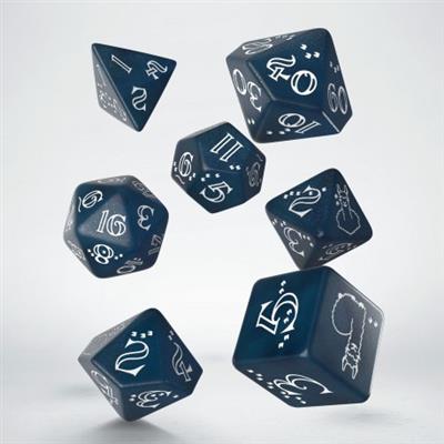 Shimmering Llama Dice Set - Glittering Dark Blue & White