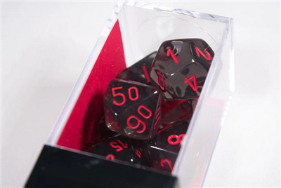 Chessex Translucent Polyhedral 7-Die Set - Smoke/Red