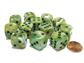 Chessex 16mm d6 with pips Dice Blocks (12 Dice) - Marble Green w/dark green