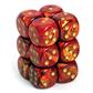 Chessex 16mm d6 with pips Dice Blocks (12 Dice) - Scarab Scarlet w/gold