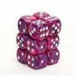 Chessex 16mm d6 med pips Tärningsblock (12 Tärningar) - Festiv Lila med Vit