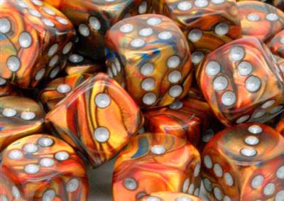 Chessex 16mm d6 Dice Blocks - Lustrous Gold w/Silver (12 Dice)