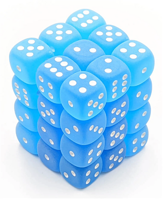 Chessex Signature 12mm d6 Dice Blocks - Frosted Caribbean Blue