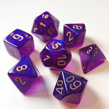 Chessex Borealis Polyhedral Royal Purple/gold Luminary 7-Die Set