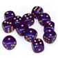 Chessex Borealis 16mm d6 Royal Purple/gold Luminary Dice Block (12 dice)