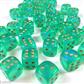 Chessex Borealis 12mm d6 Light Green/gold Luminary Dice Block (36 dice)