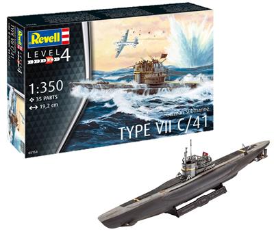 Revell: German Submarine Type VII C/41 (1:350) - EN/DE/FR/NL/ES/IT