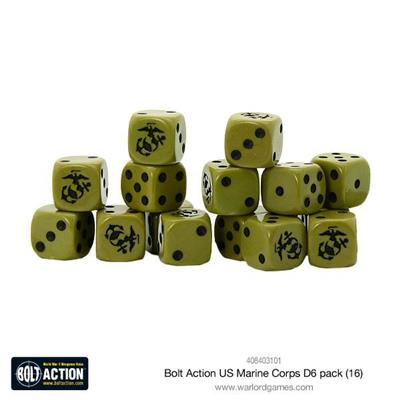 Bolt Action - US Marine Corps D6 Tärningar (16-pack)