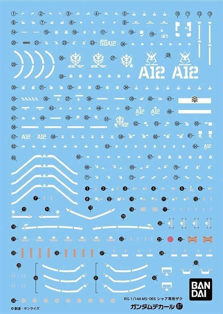 Gundam Decal 87 RG 1/144 MS-06S Char's Zaku