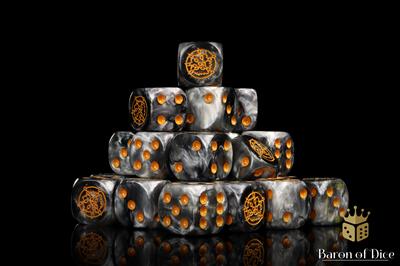 Conquest - Baron of Dice: Dweghom Faction Dice on Gray swirl Dice