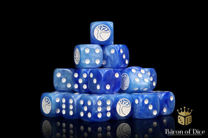 Conquest - Baron of Dice: Nords Faction Dice on Bright Blue swirl Dice