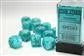 Chessex 16mm d6 with pips Dice Blocks (12 Dice) - Cirrus Aqua w/silver