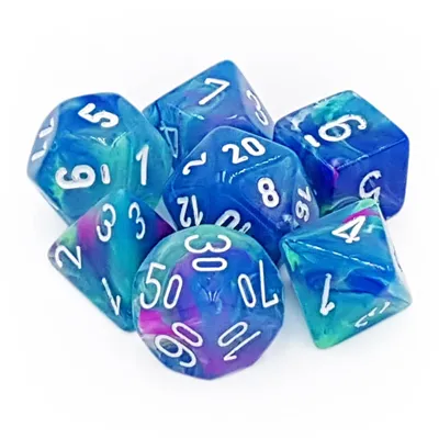 Chessex Festive Polyhedral 7-Die Set - Waterlily med Vita