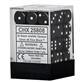 Chessex Opaque 12mm d6 with pips Dice Blocks (36 Dice) - Black w/white