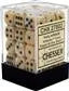 Chessex Signature 12mm d6 with pips Dice Blocks (36 Dice) - Marble Ivory w/black