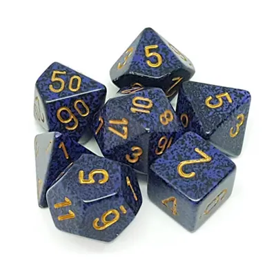 Chessex Speckled Polyhedral 7-Die Set - Golden Cobalt