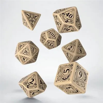 Steampunk Beige & Black Dice Set (7)