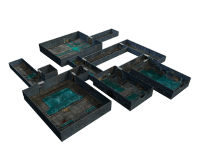 Tenfold Dungeon: Sewers - 3D Terrain Set för RPG